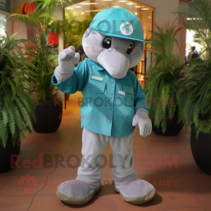 Teal Dolphin maskot kostym...