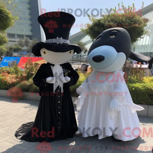 Sort pukkelhval maskot...
