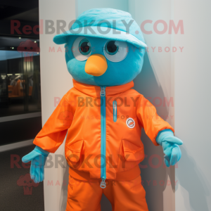 Cyan Orange maskot kostume...