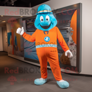 Cyan Orange maskot kostume...