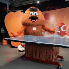 Rust Ping Pong Table mascot costume character dressed with a Pleated Skirt and Keychains