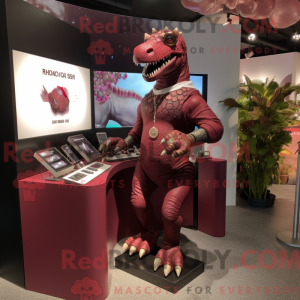 Maroon Iguanodon mascot...
