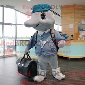Grå Dolphin maskot drakt...