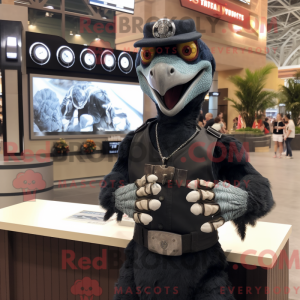 Sort Utahraptor maskot...