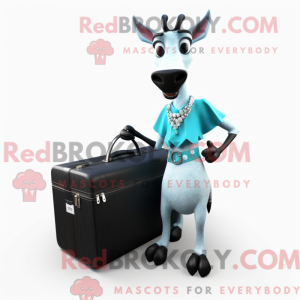 Fantasia de mascote de Okapi ciano com saia e pastas - Mascotes Okapi - REBROKO_357361 - RedBrokoly.com