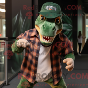 Grøn Allosaurus maskot...