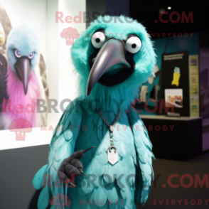 Fantasia de mascote de abutre turquesa com blusa e brincos - Mascotes abutres - REBROKO_357394 - RedBrokoly.com