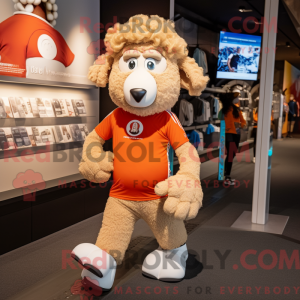 Tan Merino Sheep mascot...