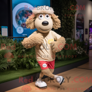 Tan Merino Sheep mascot...