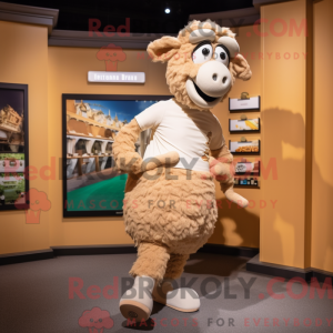 Tan Merino Sheep maskot...