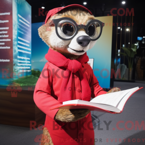 Rød Meerkat maskot kostume...