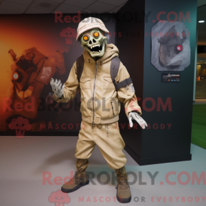 Tan Zombie maskot kostume...