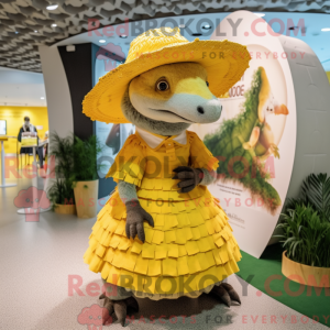 Mascotte de pangolin jaune...