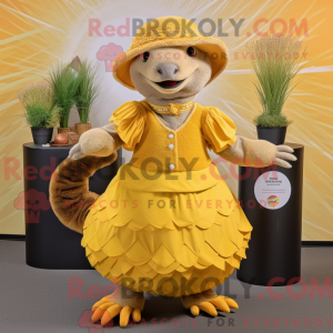 Mascotte de pangolin jaune...
