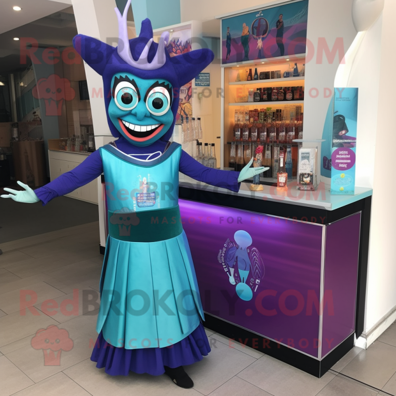 nan Contortionist mascot costume character dressed with a Cocktail Dress and Wraps nan Contortionist mascot costume character dressed with a Cocktail Dress and Wraps
