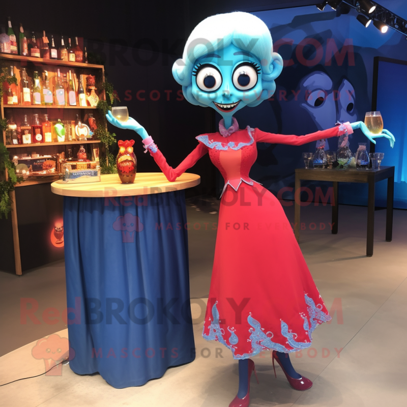 nan Contortionist mascot costume character dressed with a Cocktail Dress and Wraps nan Contortionist mascot costume character dressed with a Cocktail Dress and Wraps