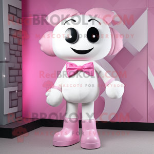Vit Rosa maskot kostym...