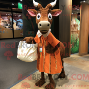Fantasia de mascote de ocapi ferrugem com blusa e sacolas tote - Mascotes Okapi - REBROKO_357632 - RedBrokoly.com