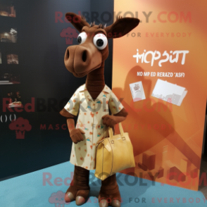 Fantasia de mascote de ocapi ferrugem com blusa e sacolas tote - Mascotes Okapi - REBROKO_357634 - RedBrokoly.com