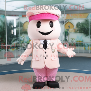 Kremrosa maskotdraktfigur...
