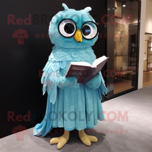 Cyan Owl mascotte kostuum...