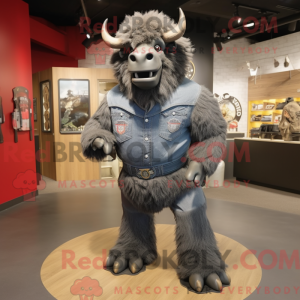Grå bison-maskotdraktfigur...