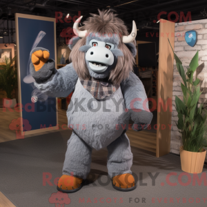 Grijze Bison mascotte...