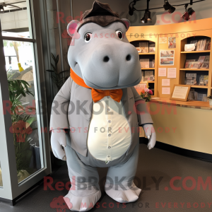 Grå flodhest maskot kostume...