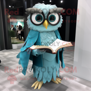 Cyan Owl mascotte kostuum...