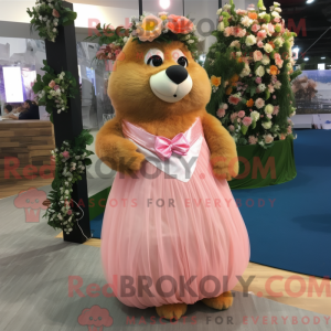 Peach Beaver maskot kostume...