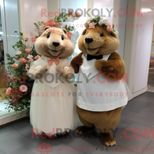 Peach Beaver maskot kostume...