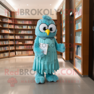 Cyan Owl maskotdräkt...