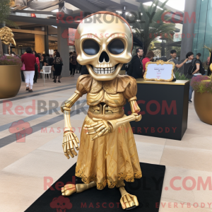 Gold Skull maskot kostume...