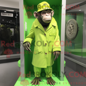 Limegrøn chimpanse maskot...