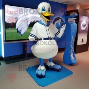Blue Swans mascot costume character dressed with a Baseball Tee and Foot pads