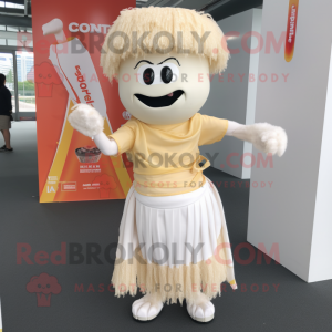 Cream Pad Thai mascot costume character dressed with a Mini Skirt and Cufflinks