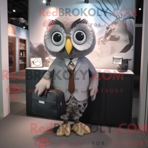 Grijze uil mascottekostuum...