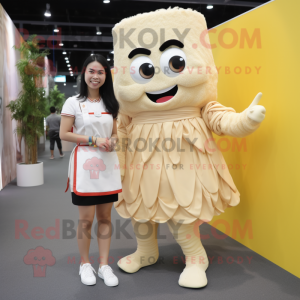 Cream Pad Thai mascot costume character dressed with a Mini Skirt and Cufflinks