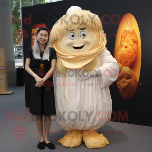 Cream Pad Thai mascot costume character dressed with a Mini Skirt and Cufflinks
