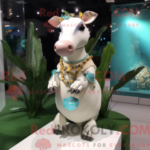 Creme Tapir maskot kostume...