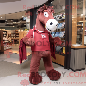 Maroon Horse mascot costume...