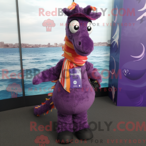 Purple Sea Horse mascot...