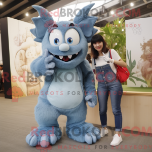 Gray Demon mascot costume...