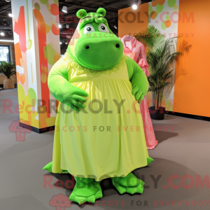 Limegrøn flodhest maskot...