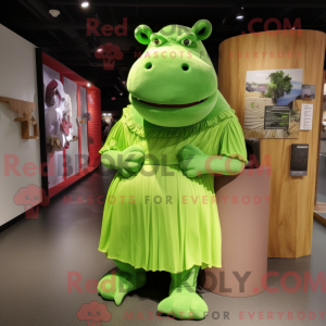 Mascotte d hippopotame vert...
