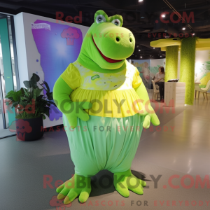 Mascotte d hippopotame vert...