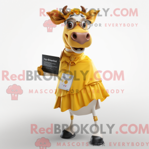 Guld Guernsey Cow maskot...