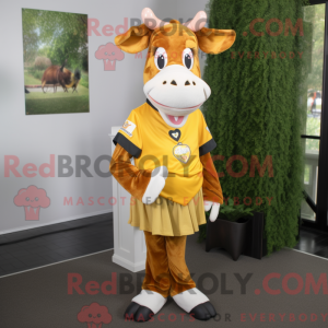 Guld Guernsey Cow maskot...