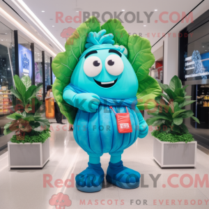 Cyan Cabbage maskot kostume...