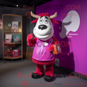Magenta Cow maskot kostume...